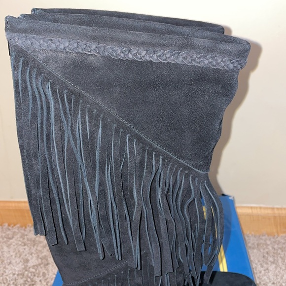 SBICCA FRINGE BOHO/WESTERN BLACK SUEDE KNEE HIGH BOOT LIKE NEW SIZE 6.5 - Picture 8 of 12